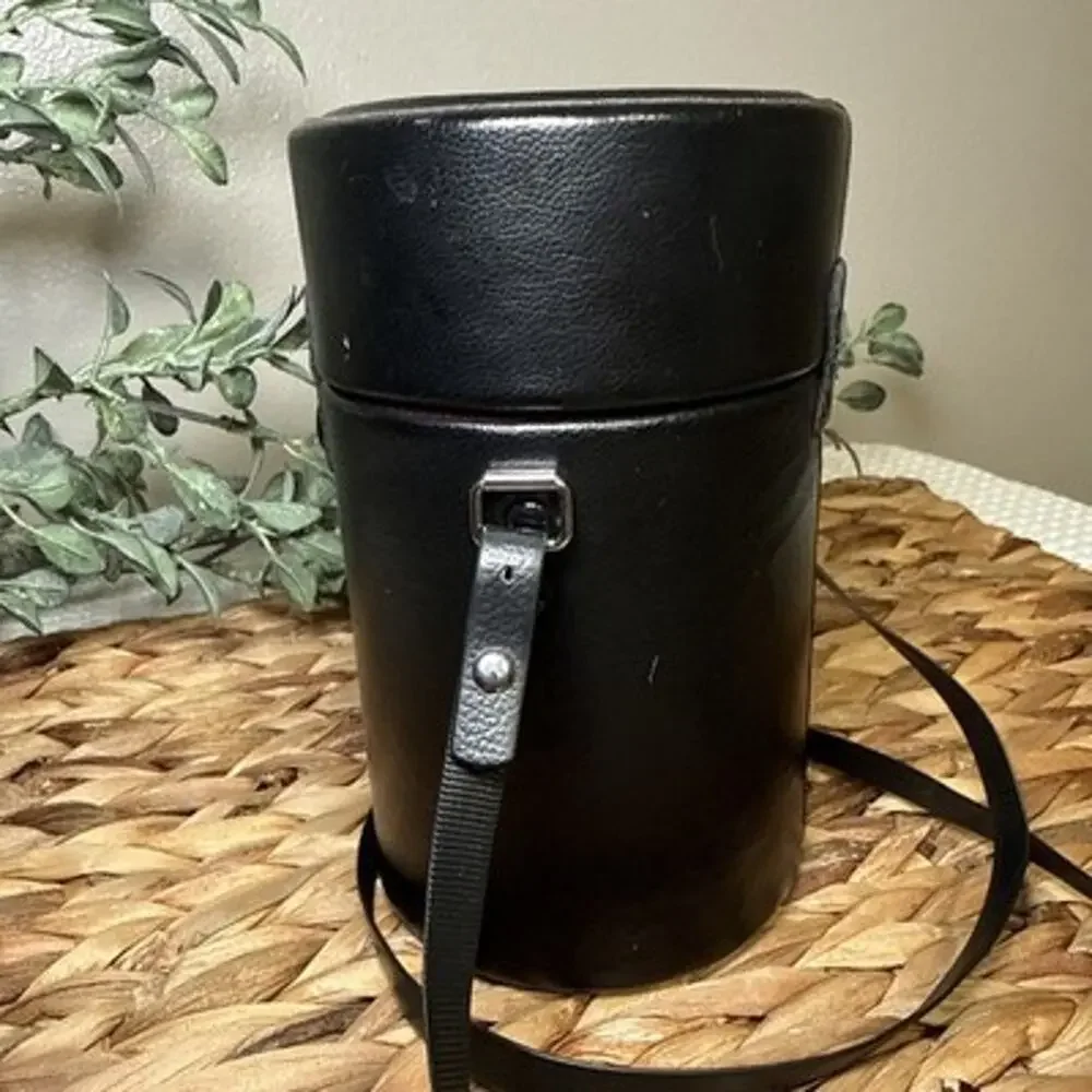 Pentax HE 169 Camera Lens Case Black Felt Lining Snap Closure Strap Japan Vtg